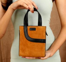 Handcrafted Hazel Charcoal Handbag Leather Minimalist